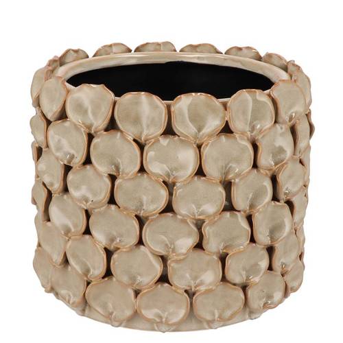Keramik Übertopf Nancy Blumen creme 21x21x18cm