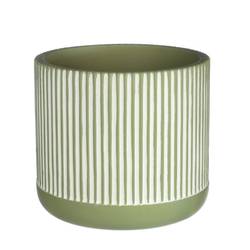 Keramik Übertopf Lines grün D14cm H12.5cm