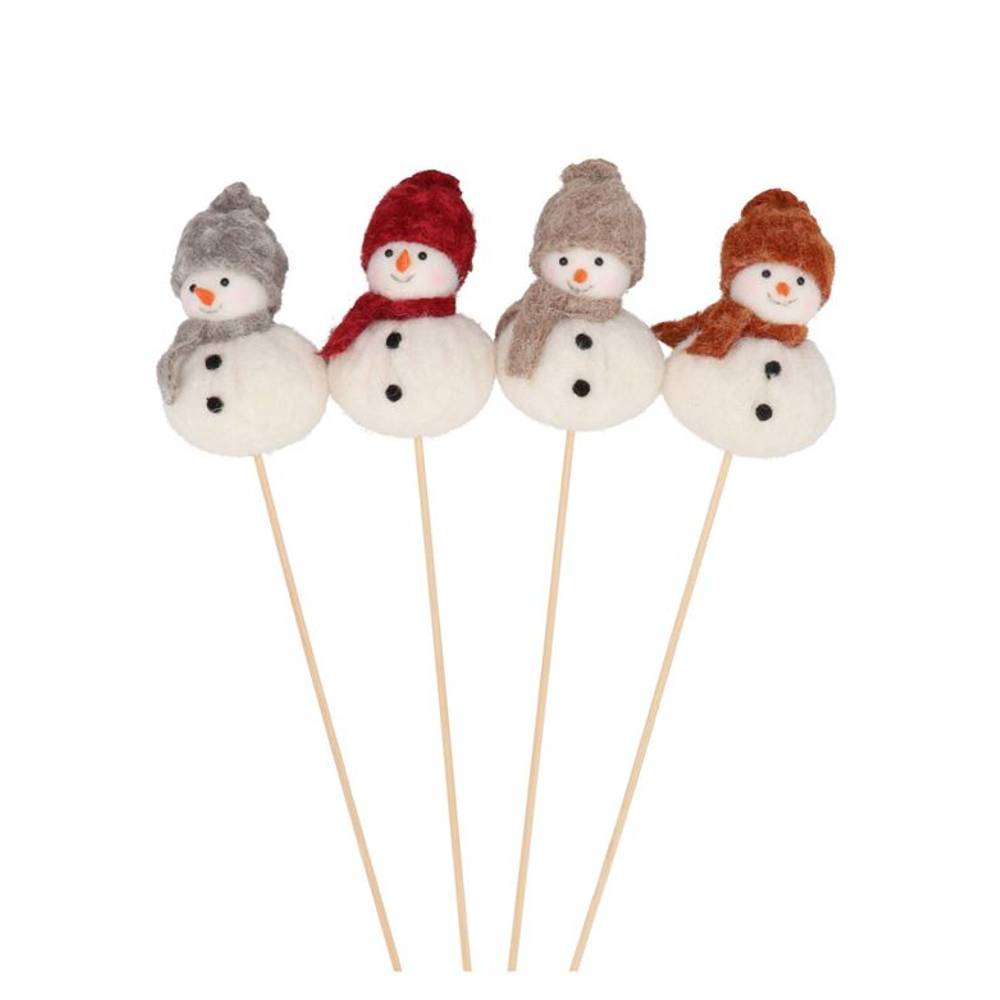 Schneemann auf Stab Jolly rot mix L40cm D06cm