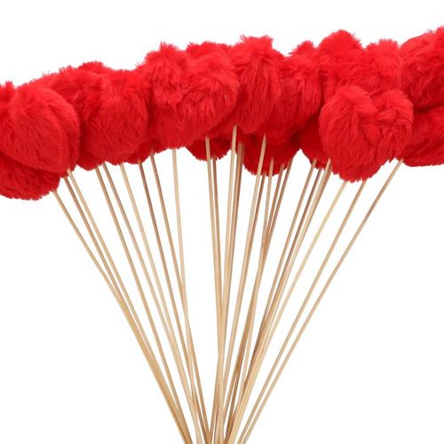 Herz auf Stab Plüsch rot D09cm L50cm x25