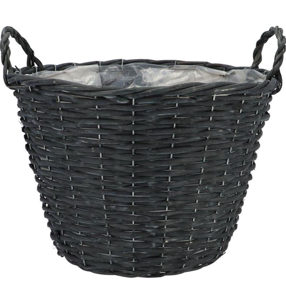 Korb Henkel Weide schwarz D30cm H23cm