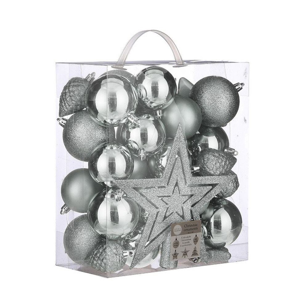 Kugel Plastik silber mix D08cm x40