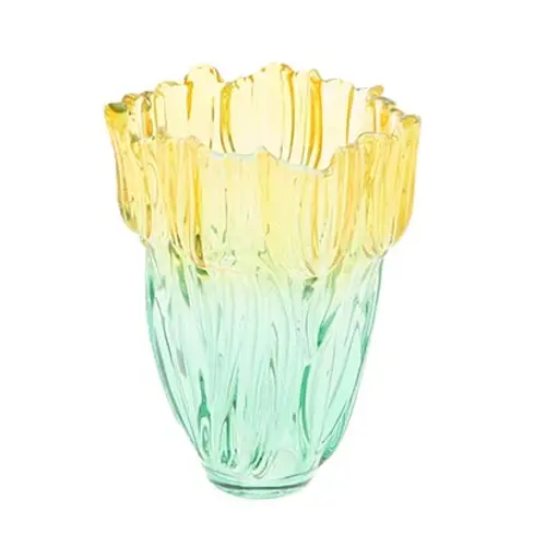 Glas Vase Tulpe gelb D13cm H18.5cm