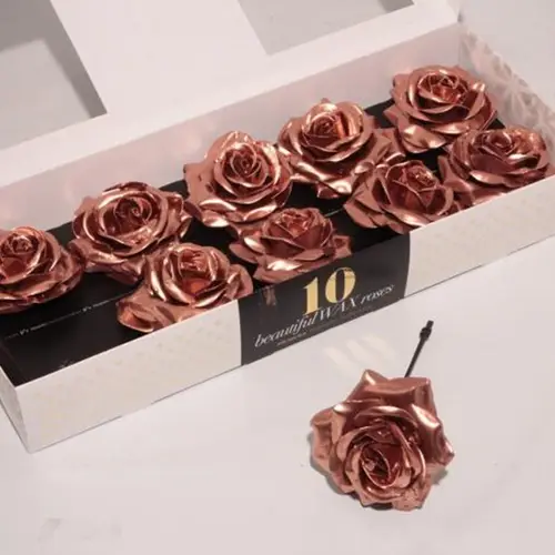 Seiden Wachs Rose kupfer D12cm (290)