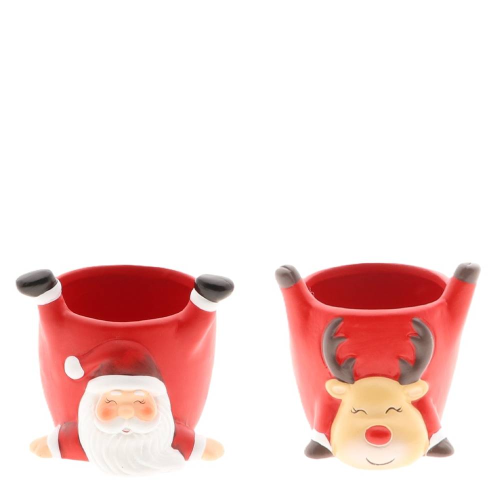 Keramik Übertopf Santa mix D13cm H12cm