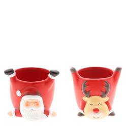 Keramik Übertopf Santa mix D13cm H12cm