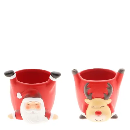 Keramik Übertopf Santa mix D13cm H12cm