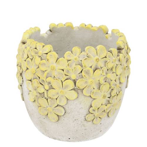 Beton Übertopf Dante Bloom gelb 15x15x13cm