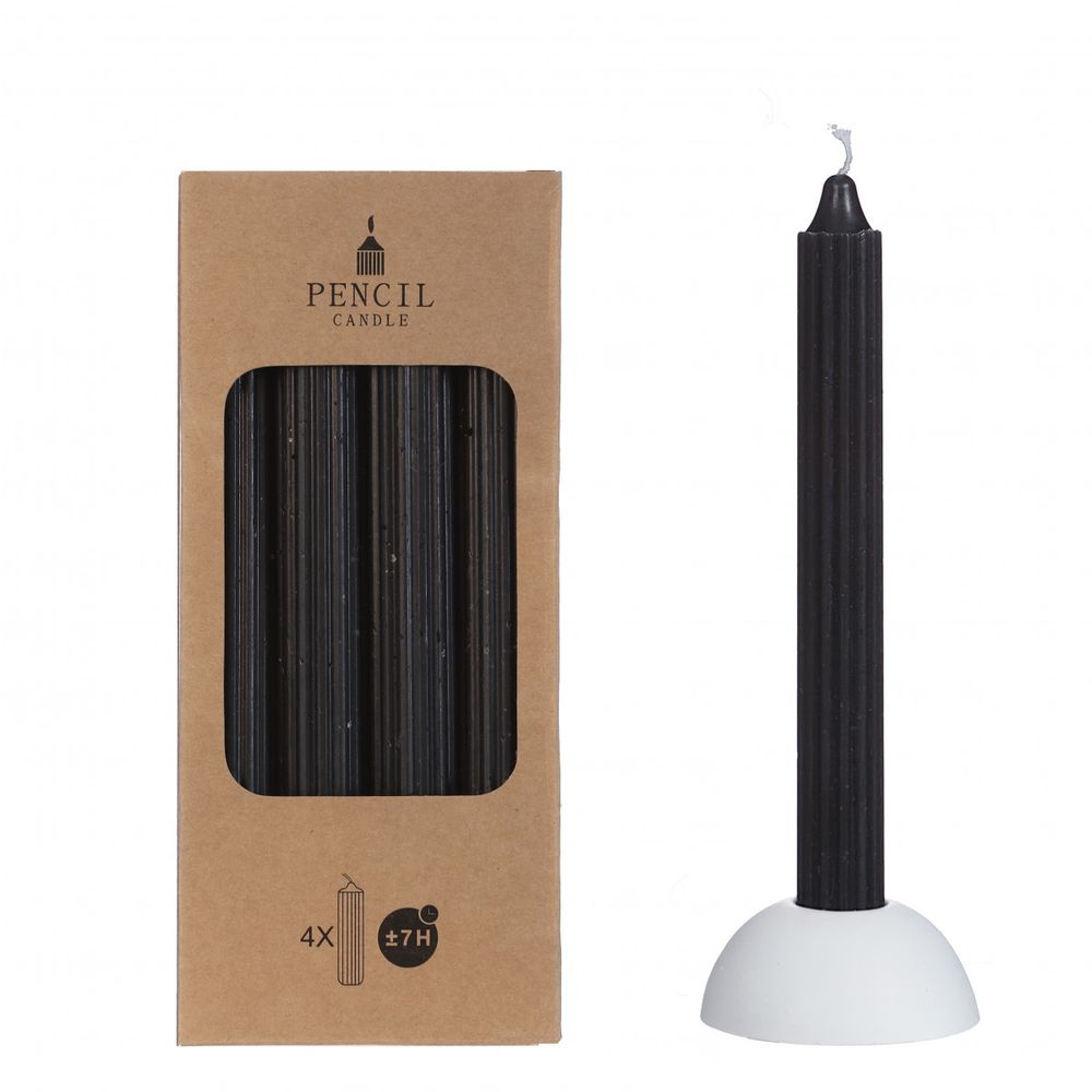 Kerze Bleistift schwarz D02.2cm H20cm x4