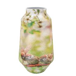 Eisen Vase April Vogel grün 20x20x39cm