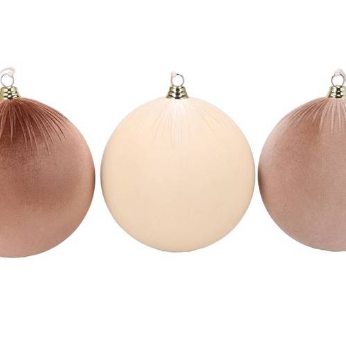 Hänger Kugel Velvet Joyful mix creme 3/Set D30cm 