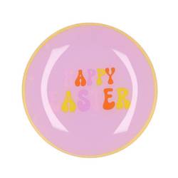 Teller Rund Happy Easter lila 18x18x02cm