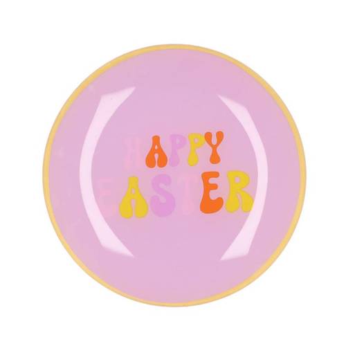 Teller Rund Happy Easter lila 18x18x02cm