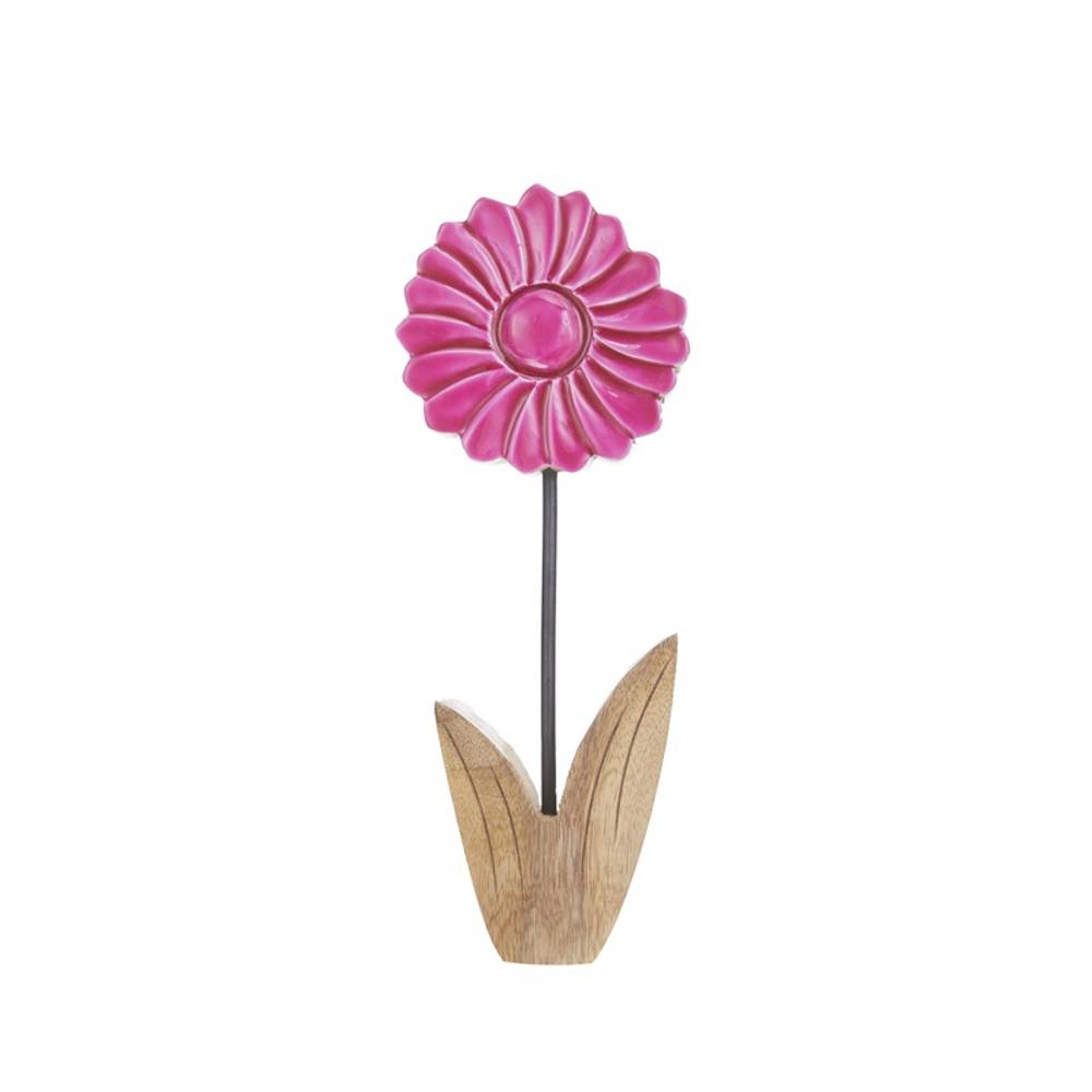 Holz Blume auf Standard rosa 20cm