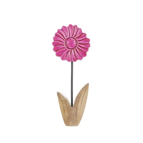 Holz Blume auf Standard rosa 20cm