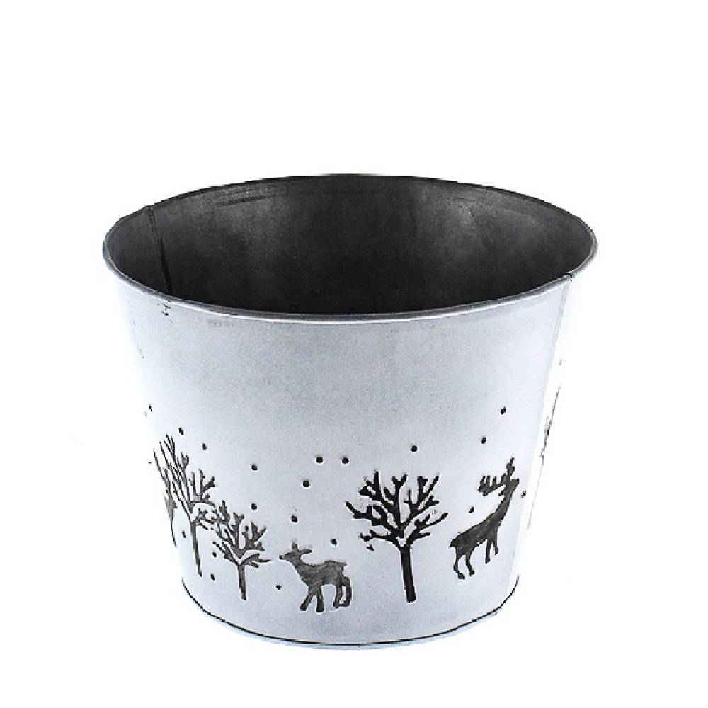 Zink Übertopf Winter weiss D21cm H16cm 