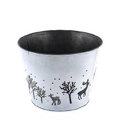 Zink Übertopf Winter weiss D21cm H16cm 