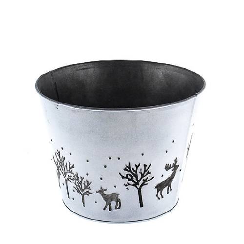 Zink Übertopf Winter weiss D21cm H16cm 