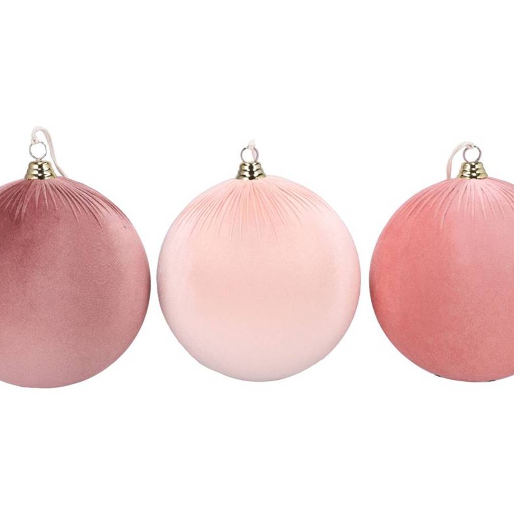 Hänger Kugel Velvet Joyful mix rosa 3/Set D25cm 