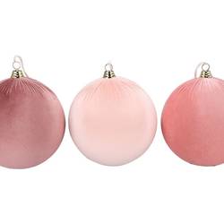 Hänger Kugel Velvet Joyful mix rosa 3/Set D25cm 