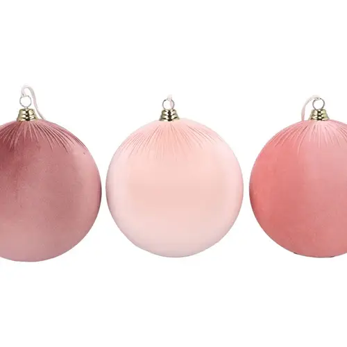 Hänger Kugel Velvet Joyful mix rosa 3/Set D25cm 