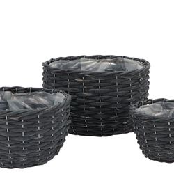 Korb Weide schwarz 3/Set 24x15cm