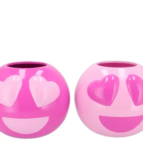Keramik Vase Smiley lovely rosa mix 21x21x18cm 