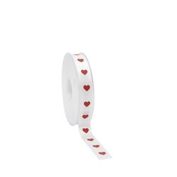 Band Herz weiss rot 15mm 25m