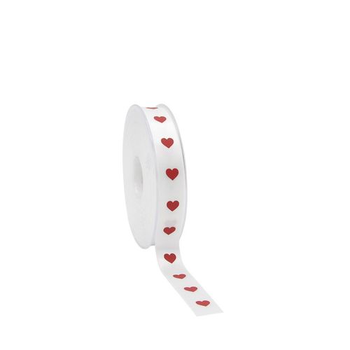 Band Herz weiss rot 15mm 25m