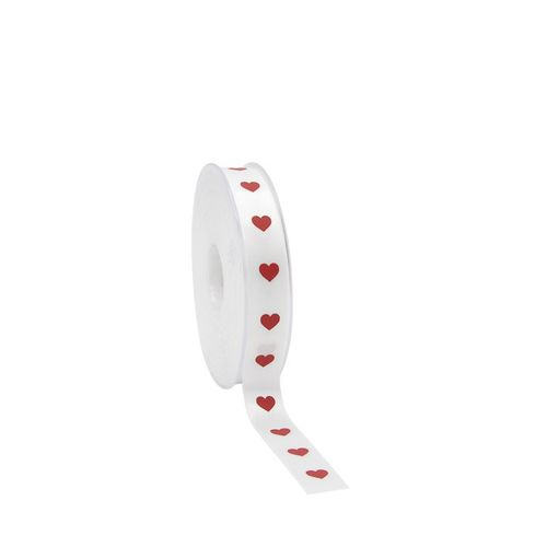 Band Herz weiss rot 15mm 25m