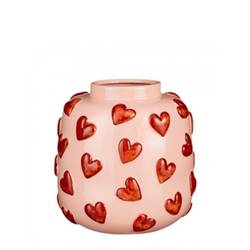 Keramik Vase Hearts rosa D28cm H25cm