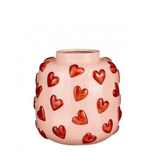 Keramik Vase Hearts rosa D28cm H25cm