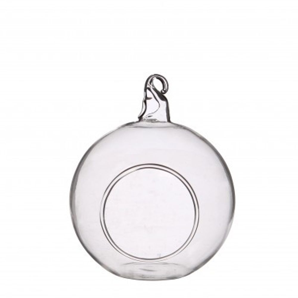 Glas Dekoball+Loch D08cm H10cm