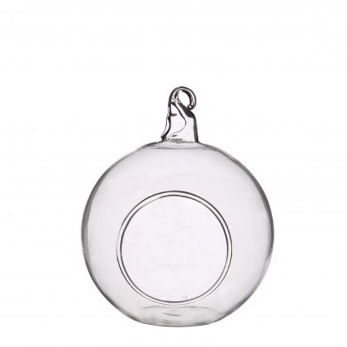 Glas Dekoball+Loch D08cm H10cm