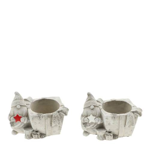 Keramik Topf Gnom mix grau D13cm H09.5cm 
