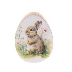 Ei Kaninchen auf Holz D11cm H14cm