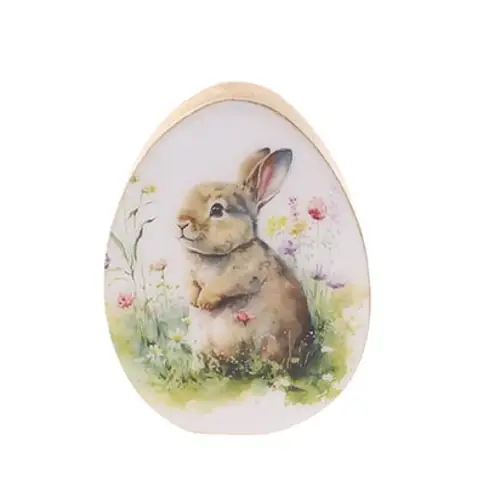 Ei Kaninchen auf Holz D11cm H14cm