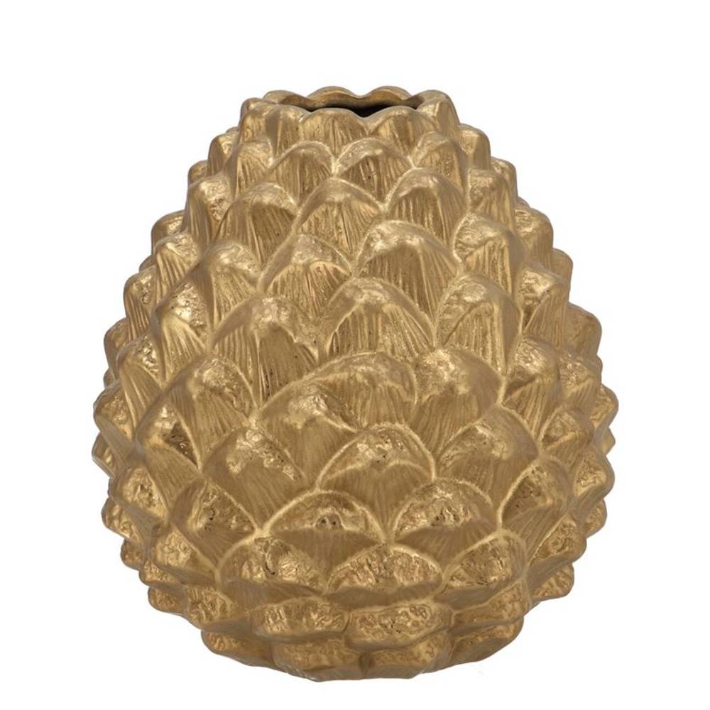 Keramik Vase Tannenzapfen gold 23x24cm