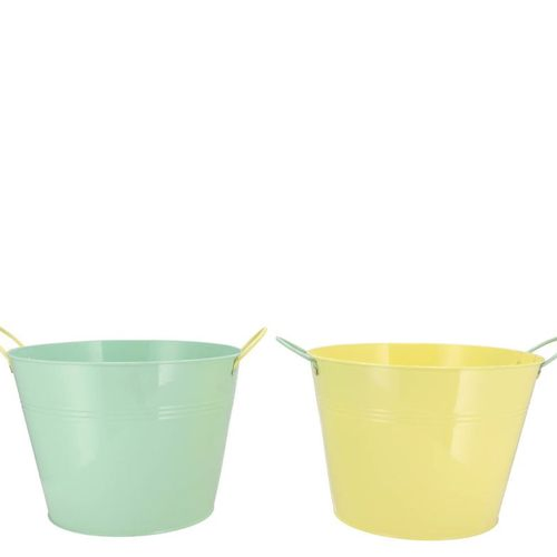 Zink Eimer grün/gelb mix D19cm H16cm