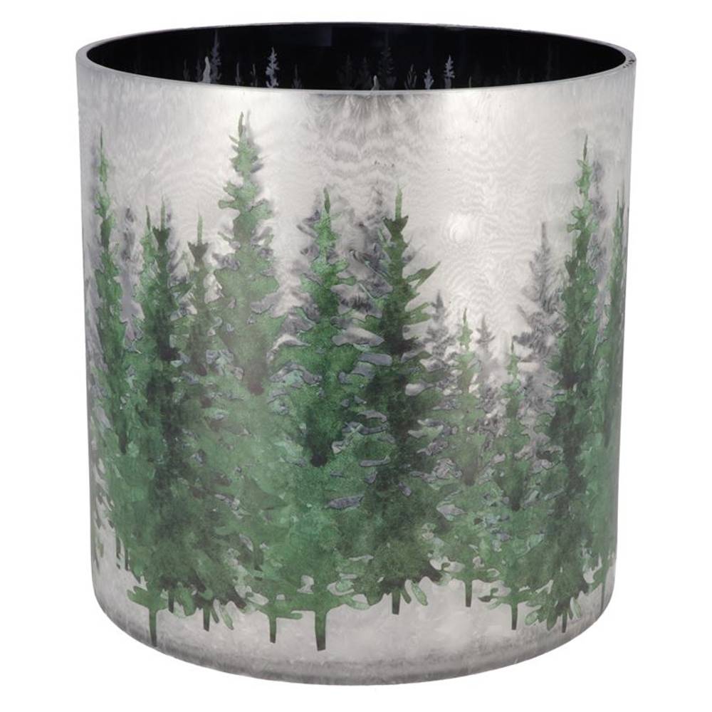 Glas Teelicht Ruby Wald silber 25x25cm