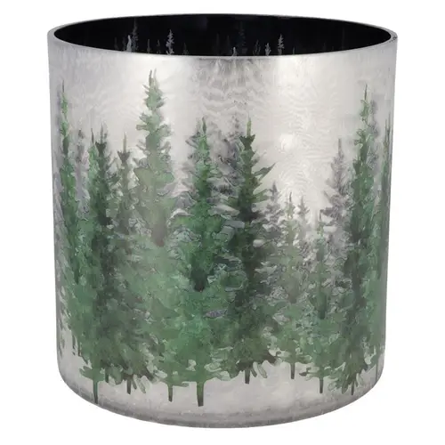 Glas Teelicht Ruby Wald silber 25x25cm