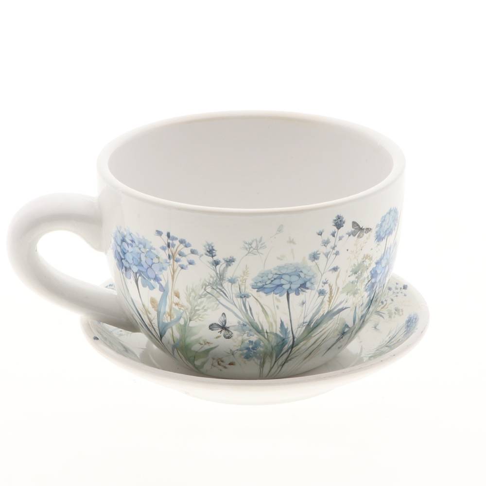 Tasse und Untertasse blau D15cm H10cm