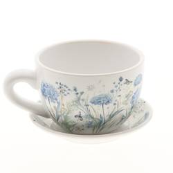 Tasse und Untertasse blau D15cm H10cm