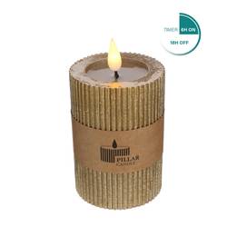 LED Stumpfkerze gold D07cm H10cm ex.AAA inkl.Dimmer