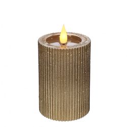 LED Stumpfkerze gold d7cm H10cm ex.AAA