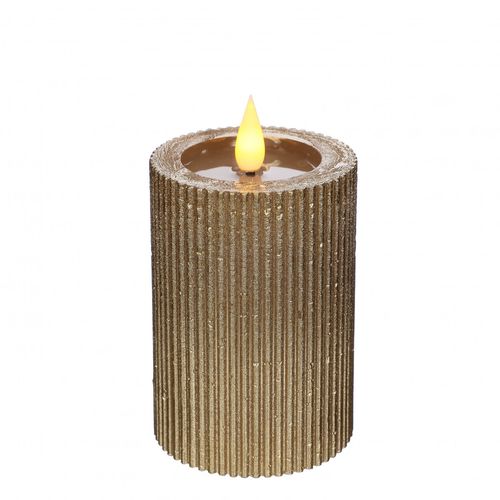LED Stumpfkerze gold d7cm H10cm ex.AAA