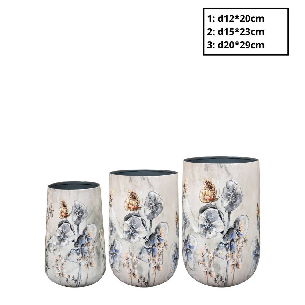 Metall Vase Moonlight grau 3/Set D20cm H29cm 