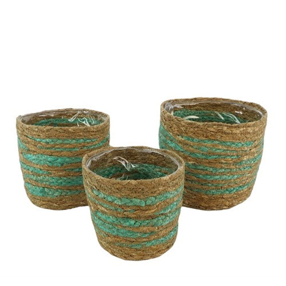 Korb Dhaka grün/braun 3/Set D16cm H16cm