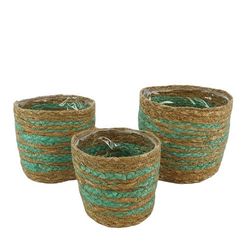 Korb Dhaka grün/braun 3/Set D16cm H16cm