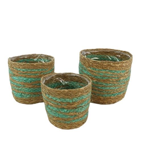 Korb Dhaka grün/braun 3/Set D16cm H16cm